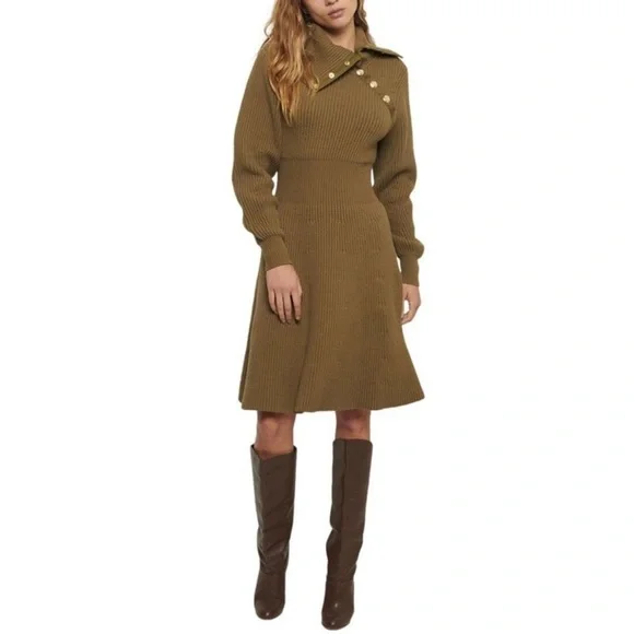 10 Crosby Derek Lam | Dresses | Derek Lam Crosby Rita Sz Xs Thick Knit  Turtleneck Sweater Dress Green | Poshmark